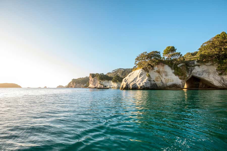 Auckland: Coromandel Driving Creek & Cathedral Cove Day Tour - Cathedral Cove Marine Reserve: boat views, then the track to the beach