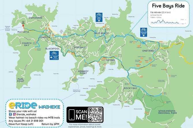 eRide Waiheke 5 bays ride - What you actually get with the rental package