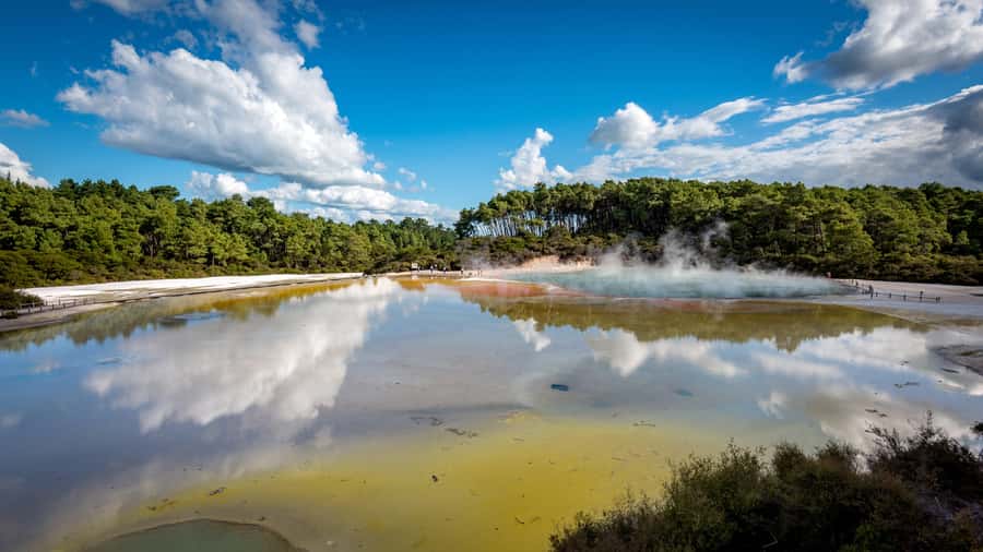 From Auckland: Wai-O-Tapu & Polynesian Spa Rotorua Day Tour - Wai-O-Tapu Thermal Wonderland in 90 minutes: how to see more without rushing