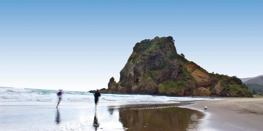 Waitakere Ranges Wilderness Experience Tour from Auckland - Piha Beach on black sand, with time to actually walk